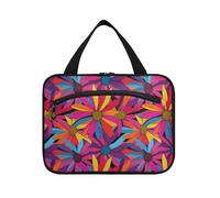 Flower Genesis - Bolsa de aseo colgante colorida con gancho, organizador de viaje lavable de diseño para mujer, bolsa de artículos de tocador para mujer, funda de maquillaje para mujer, L