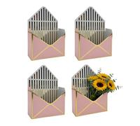 Flower Gift Box - 4 Pieces Floral Arrangement Carrier, Luxury Handbag Style Container with Elegant Golden Handles, Waterproof Cardboard Foldable Design, Ideal for Celebration Surprise Events