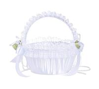 Flower Girl Basket | Elegant Lace Wedding Basket for Petals/Sweets/Presents | Large 20cm Floral Ring Bearer Basket with Handle
