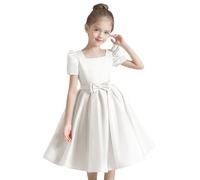 Flower Girl Dresses Sleeves Junior Bridesmaid Dress A Line First Dress Green Niña, Blanco, 9-10 años