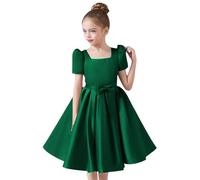 Flower Girl Dresses Sleeves Junior Bridesmaid Dress A Line First Dress Green Niña, Negro Verde, 9-10 años