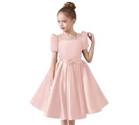 Flower Girl Dresses Sleeves Junior Bridesmaid Dress A Line First Dress Green Niña, Rosa., 7-8 años