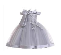 Flower Girl Dresses Sleeves Junior Bridesmaid Dress A Line First Dress Mädchen Elegant, gris, 3-4 años