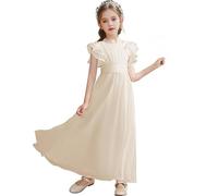 Flower Girl Dresses Sleeves Junior Bridesmaid Dress A Line First Dress O Niña, beige, 7-8 años