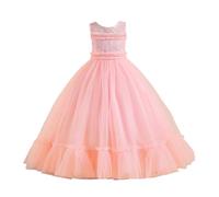 Flower Girl Dresses Sleeves Junior Bridesmaid Dress A Line First Dress Red Girl Dress, Rosa., 9 años