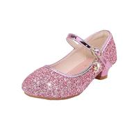 Flower Girls Bridesmaids Dress Shoes Toddler Kids Wedding High Heel Shoes Glitter Flat Shoes Sea Shoes Damen, Rosa., 37 EU