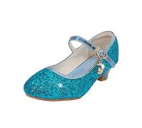 Flower Girls Bridesmaids Dress Shoes Toddler Kids Wedding High Heel Shoes Glitter Flat Shoes Sea Shoes Damen, azul, 35 EU