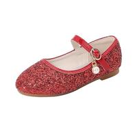 Flower Girls Dress Shoes Toddler Kids Wedding Heel Shoes Glitter Flat Shoes Kids 35, rojo, 27 EU