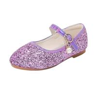 Flower Girls Dress Shoes Toddler Kids Wedding Heel Shoes Glitter Flat Shoes Sandalia, morado, 31 EU