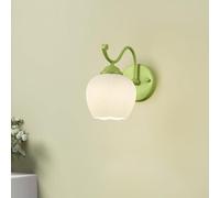 Flower Glass Wall Sconce French Floral Home Decor Lighting Fixture, Elegant Green Finish Bedside Wall Mount Lamp E27 Indoor Metal Wall Sconces For Bedroom Living Room Hallw