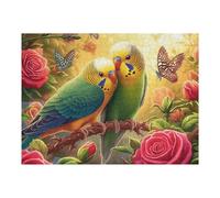 Flower Green Pareja de Loros Puzzle 500 Piezas Impossible Creativo Único Mascota Rompecabezas 3D Obra De Arte para Toda La Familia Juguete Educativo Decoración 500 PCS