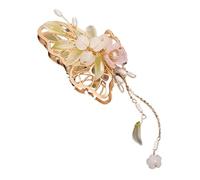 Flower Hair Claw For Women Vintage Butterfly Peony Tassel Shark Gripper Elegant Hairpin Accessory(Color1)