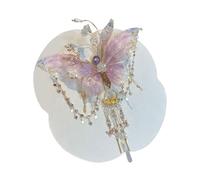 Flower Hair Clips, Tassel Bowknot Headpiece, Shiny Rose Silk Fairy Hair Accessory, Elegant Decorative Clip for Youth, Bridal, Prom, Cosplay, Festival, Vacation, School, Events