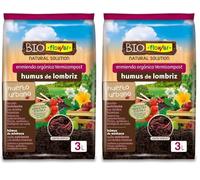 Flower - Humus de Lombriz 3 L | 100% Vermicompost | con Ácidos Húmicos y Fúlvicos | Aporta Nutrientes | Mejora Suelo y Sustratos | Triple Aplicación (Paquete de 2)