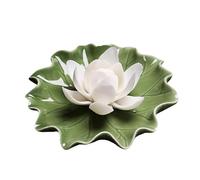 Flower Incense Burner - Ceramic Tray with Leaf Shaped Base for Incense Sticks, Decorative Holder for Yoga SPA Room Living Room Bedroom Home Decor, Ash Catcher Meditation Relaxation