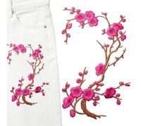 Flower Iron On Patches Decorative Embroidery Plum Blossom Applique