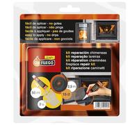 Flower - Kit de Reparación para Chimenea 15 mm | Junta de Fibra de Vidrio 2.5m y Pegamento Refractario | Incluye Guantes Anticalóricos, Multicolor