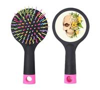 Flower l Skeleton Illustration Salon - Cepillo para desenredar el cabello, base acolchada