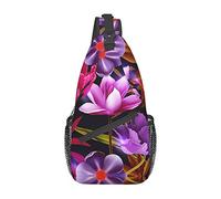 Flower Leaves Purple Red Flower Little Raccoon Face Sling Bag, Mochila de Hombro Paquete de Pecho Causal Crossbody Daypack para Mujeres Hombres Senderismo Viajes