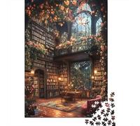 Flower Library Rompecabezas Cozy Reading Nook 1000 Piezas Papel Reciclado Adultos Y Mayores De 12 Años Rompecabezas Juego Educativo para Relajarse 52x38cm/1000pcs