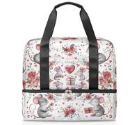 Flower Love Mouses - Bolsa deportiva de lona para mujeres, hombres, niños y niñas, 21 L, para fin de semana, para viajes, gimnasio, yoga, color, Big, Organizador de bolsas