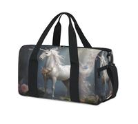 Flower Magic Unicorn Horse - Bolsas de lona deportivas para niños, niñas, mujeres, hombres, durante la noche, fin de semana, bolsa de viaje, gimnasio, bolsa de lona casual