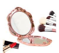 Flower Mirror,Flower Shape Handheld Double Sided Glass - Magnification Folding Makeup Mirror - for Women Girls Travel Purse Pocket Vanity Beauty