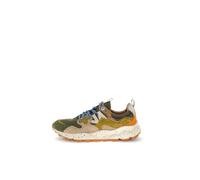 FLOWER MOUNTAIN Zapatillas de Hombre Yamano 3 Beige y Verde Militar de Suede y Tela 43 EU