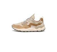 FLOWER MOUNTAIN Zapatillas Deportivas de Ante y Tejido técnico, Beige-Gris 40