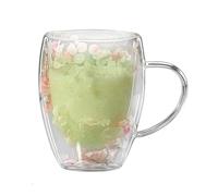 Flower Mug - Glass Coffee Cup - Taza de té floral | Heat Resistant Handle, Dried Flower Wall Design for Hot Drinks, Cold Brew, Home Use, Setting, Beverage Serving, Gift Presentation
