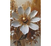 Flower Notebook: Blank Lined Notebook for All Ages, Flower, White, Gold | 6x9 inches, 110 pages | Gifts for Birthdays, Christmas, Thanksgiving and more