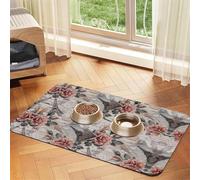 Flower Paris - Mantel absorbente para mascotas, diseño de Torre Eiffel, almohadilla especial para cuencos de mascotas, enrollable para almacenamiento, ideal para cuencos de mascotas