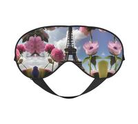 Flower Paris - Máscara de dormir unisex con estampado de Torres Eiffel, máscara de ojos de doble cara, ideal para un sueño profundo y cuidado de la piel