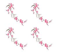 Flower Patches Iron On - 4 Piece Floral Embroidered Appliques For Clothing