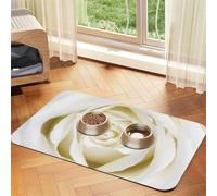 Flower Pattern Rose Pattern,Waterproof Pet Feeding Mat,PU Leather Placemats for Cat Dog Water Bowl,Food Mats,40x60cm