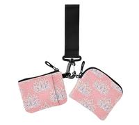 Flower Peach Summer Boho - Monedero doble para tarjetas de crédito, protector de tarjeta de identidad desmontable con llavero para trabajo, viajes, 2 paquetes, Flor melocotón verano boho, 1 size