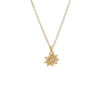 Flower Pendant Necklace -Gold Necklaces For Women Heart | Copper-Zircon Fashion Accessories | Sunflower Jewelry Fors Womens For Mom Wife Girlfriend Party Birthday Wedding Valentines Mothers Days