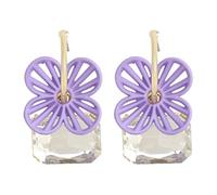 Flower Petal Purple Drop Earrings Elegant Jewelry for Women's School Party