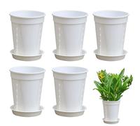 Flower Planting Pots - 5piece Orchid Pots with Trays | Plants Pot | Garden Pot Containers with Trays Planting Box for Balcony Outdoor Patio Porch Outside Indoor Window