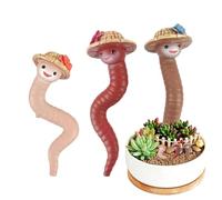 Flower Pot Decorations - Earthworm Decorative Cute Statues, 3-Piece Planter Statues Garden Art Pieces, Indoor Outdoor Yard Lawn Patio Figurines, Porch Front Door Balcony Window Ornaments | Plant Pot H