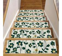 Flower Power - 3 peldaños antideslizantes para escaleras de 8 x 30 pulgadas, tapete resistente para escalones de madera en interiores, tapete reutilizable y sin residuos para ancianos, mascotas