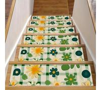 Flower power - Alfombra antideslizante para peldaños de madera, 30 x 8 pulgadas, para interiores y perros