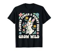 Flower Power Bunny Hugs Grow Wild, Bonito Conejo de Pascua con Estampado Floral Camiseta