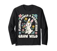 Flower Power Bunny Hugs Grow Wild, Bonito Conejo de Pascua con Estampado Floral Manga Larga