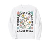 Flower Power Bunny Hugs Grow Wild, Bonito Conejo de Pascua con Estampado Floral Sudadera
