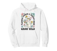 Flower Power Bunny Hugs Grow Wild, Bonito Conejo de Pascua con Estampado Floral Sudadera con Capucha