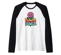 Flower Power con flor de paz 1 - Fan Fun Camiseta Manga Raglan