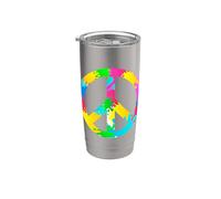 Flower Power Peace Hippie Love - Disfraz retro de los años 60 y 70 Vaso térmico de acero inoxidable de doble pared