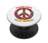 Flower Power Peace Showers Love Hippie Símbolo 60er70 80 PopSockets PopGrip Adhesivo