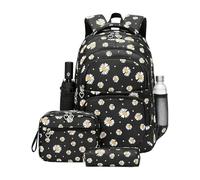 Flower Print Bookbag - Floral School Knapsack, Youth Travel Rucksack | Cute Aesthetic Patterned Polyester Container Lightweight Three Piece Matching Educational Supply Kit for Elementary Student
